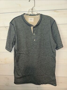 Billy Reid Short Sleeve Henley Shirt - Dark Charcoal